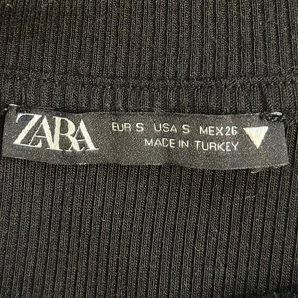 Zara ruched ribbed t-shirt black, Size Small - Picture 4 of 6